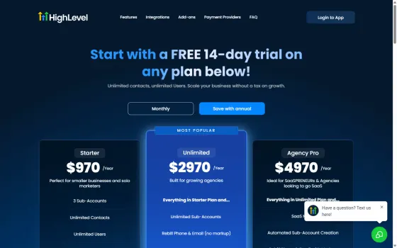 Annual pricing on the same page: $970, $2,970 and $4,970 per year, ten months for twelve.