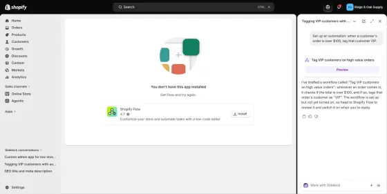 Job 4: "Workflow is ready", but Shopify Flow was not installed