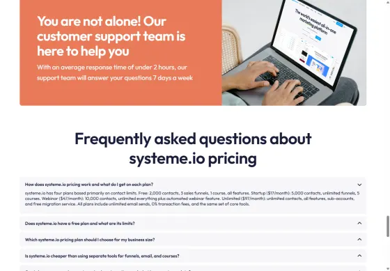 The pricing page FAQ on the same day says Startup has "unlimited funnels", contradicting its own table